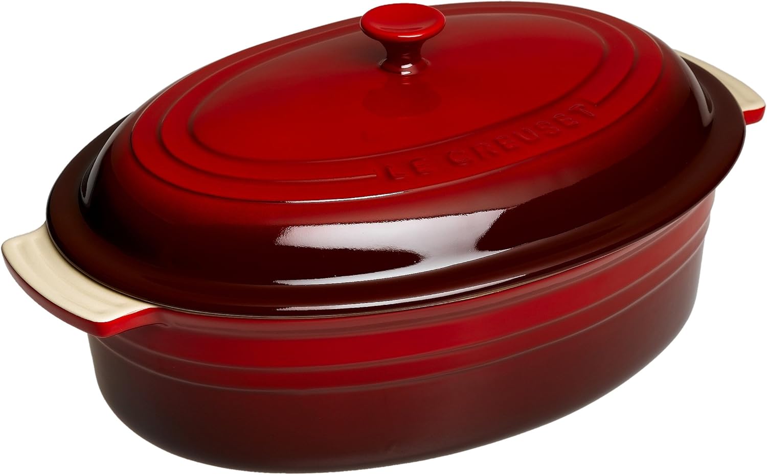Le Creuset Stoneware 53/4Quart Covered Oval Casserole (Cherry Red