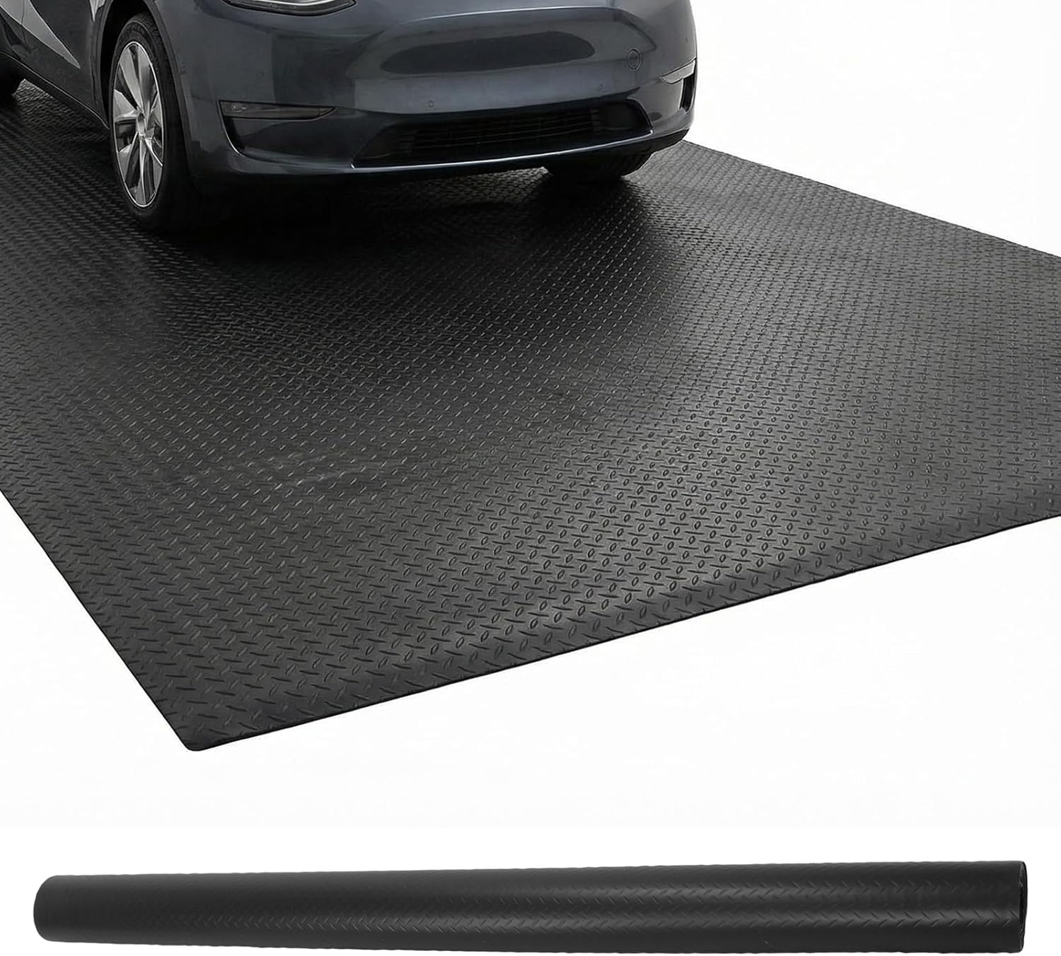 7.9x32.8 FT Garage Floor Mat 2.5mm Garage Shop Parking Mat Plate PVC Flooring Roll for Truck Trailer SUVs Van Golf Cart Motorcycle