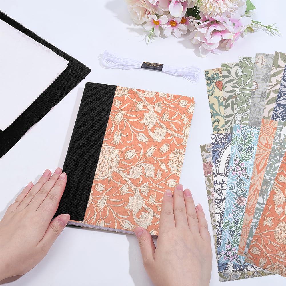 WEBEEDY DIY Buchbindeset Bereit Um Deine Eigenen Blumen Cover Notizbücher Zu Erstellen DIY Buchherstellung Set Mit Knochenfalz A4 Papiere Buchumschlag Buchbindewerkzeuge Zurück Zur Schule