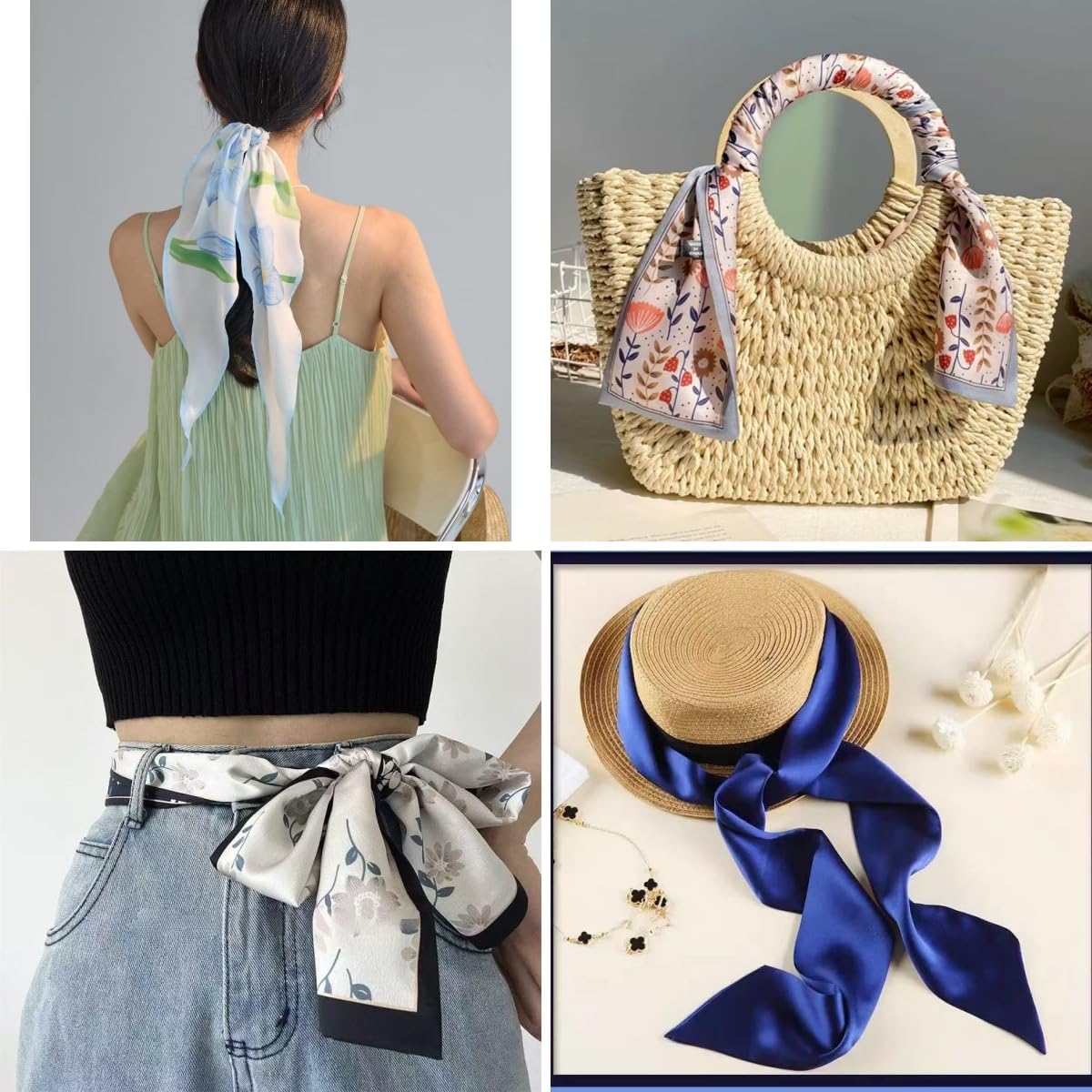 Purse Scarf For Handbags Satin Head Scarves For Women's Hair Long Skinny Scarves Fashion Silky Headbands - Image 6