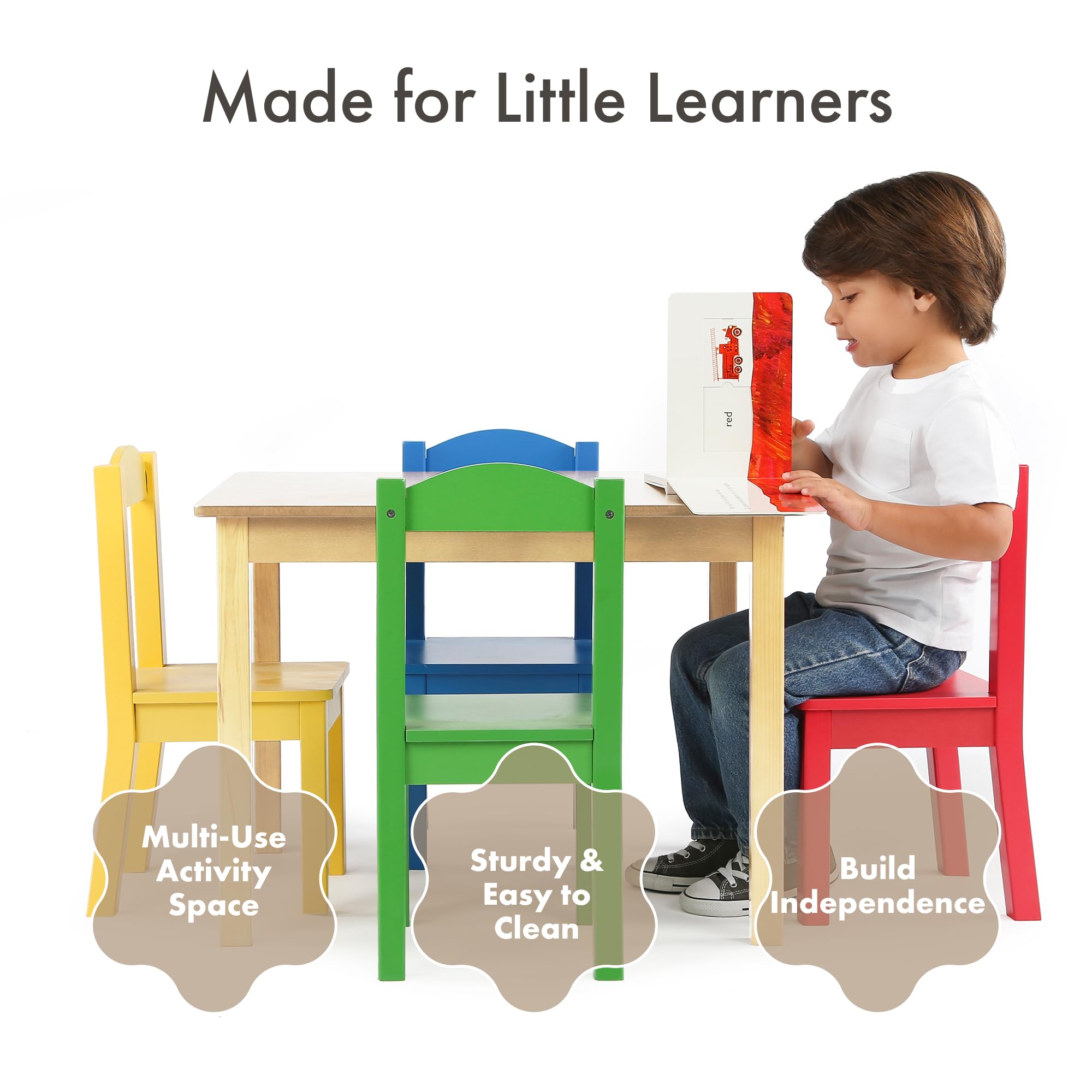 Humble Crew Toddler Table and Chair Set for Kids, Wood Activity Furniture — Amazon image 5