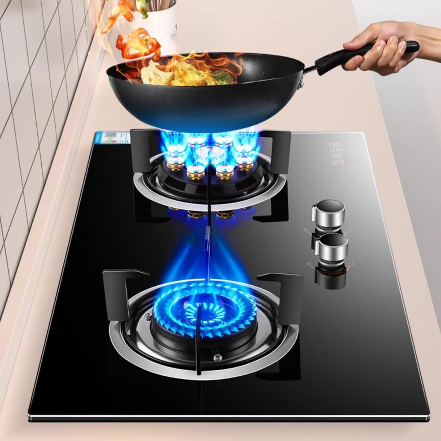 Recessed Gas Stove Cooktop,Countertop Cooking Stove Range Commercial Gas Stock Pot,for Tailgating,Seafood Boil,Home Brewing(LPG)