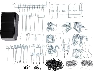 Luocute Pegboard Accessories Set, 300 Piece Hooks Assortment | Metal Hooks, Rust Resistants with Non Slip Rubber Tips, Fit 1/8in 1/4in Pegboards for Garage Tool Storage, Garage Workshop