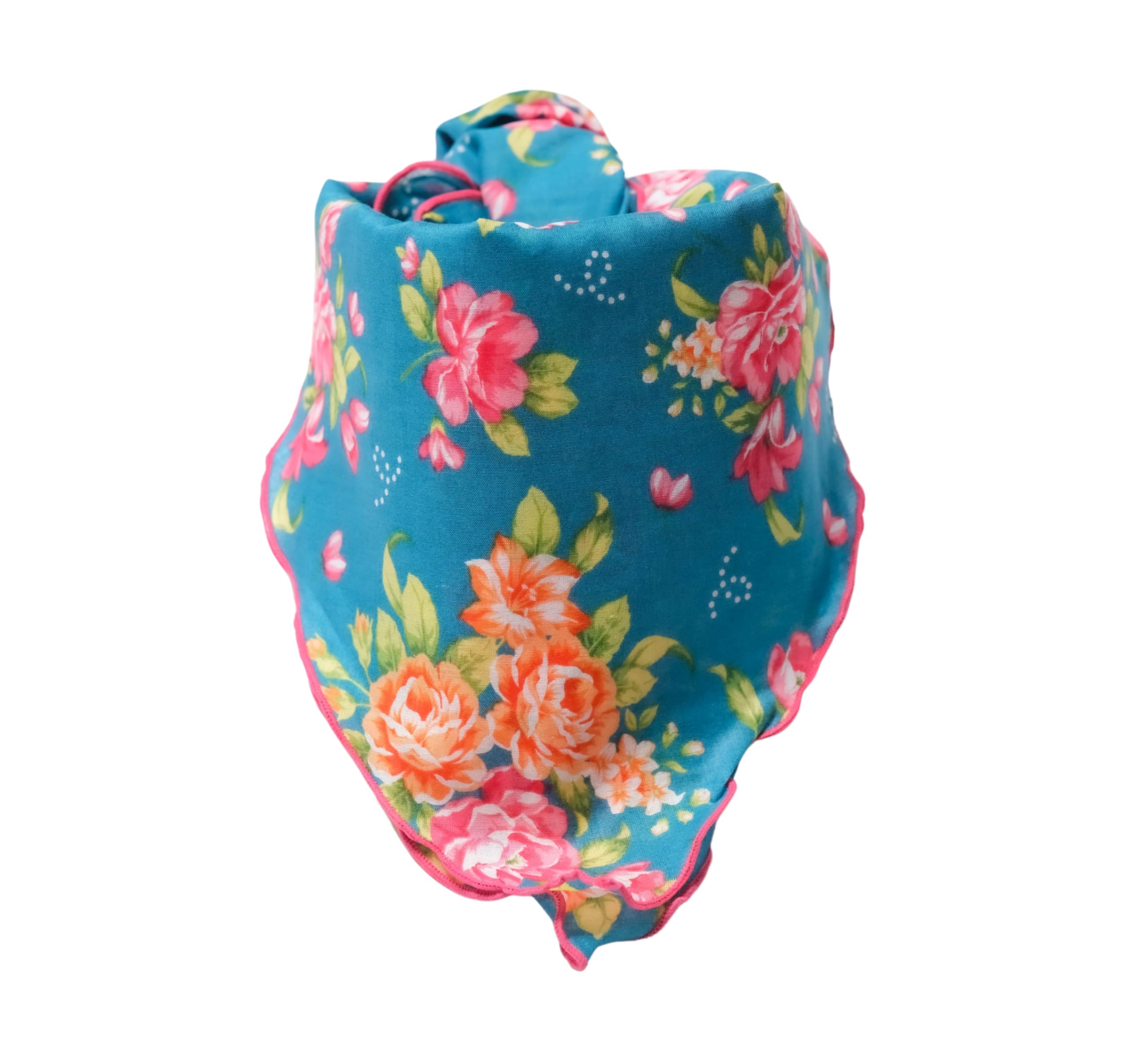 Arumary Soft 100% (80S) Cotton Floral Bandanas, Hair wrapper, Headband, Handkerchief, Hair scarf, Neckerchief, 22”X22” (Sky Blue)