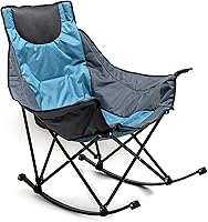 Vista 17 de SUNNYFEEL Silla Mecedora de Camping, Reclinable Acolchada de Lujo, Silla Plegable de Jardín de Gran Tamaño con Bolsillo, Resistente