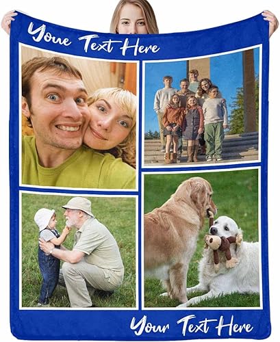 M YESCUSTOM Manta personalizada con texto fotográfico, manta de franela personalizada para cumpleaños, Navidad, para familiares, parejas, amigos,