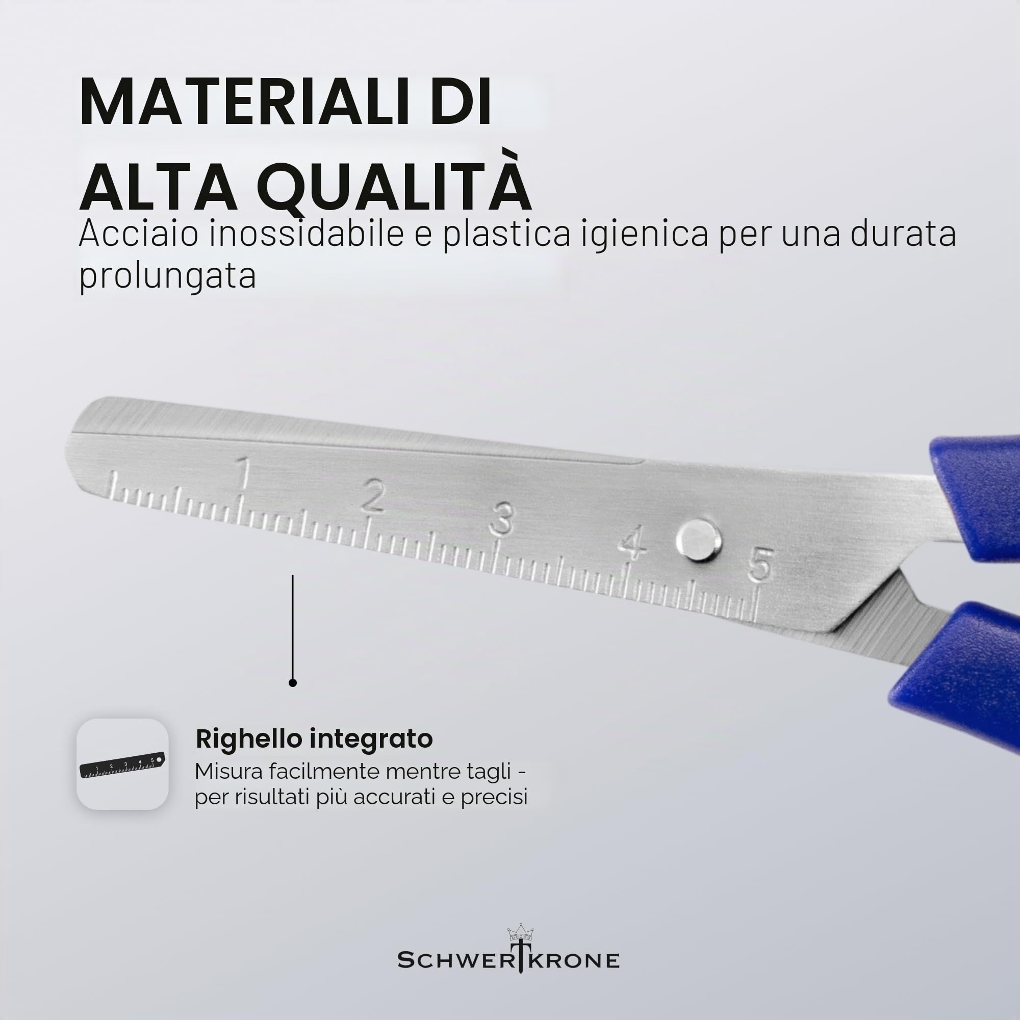 SCHWERTKRONE Forbici Terapeutiche 17 cm - Impugnatura Doppia per Bambini - Acciaio Inox con Molla di Ritorno - Per il Bricolage e l'Apprendimento