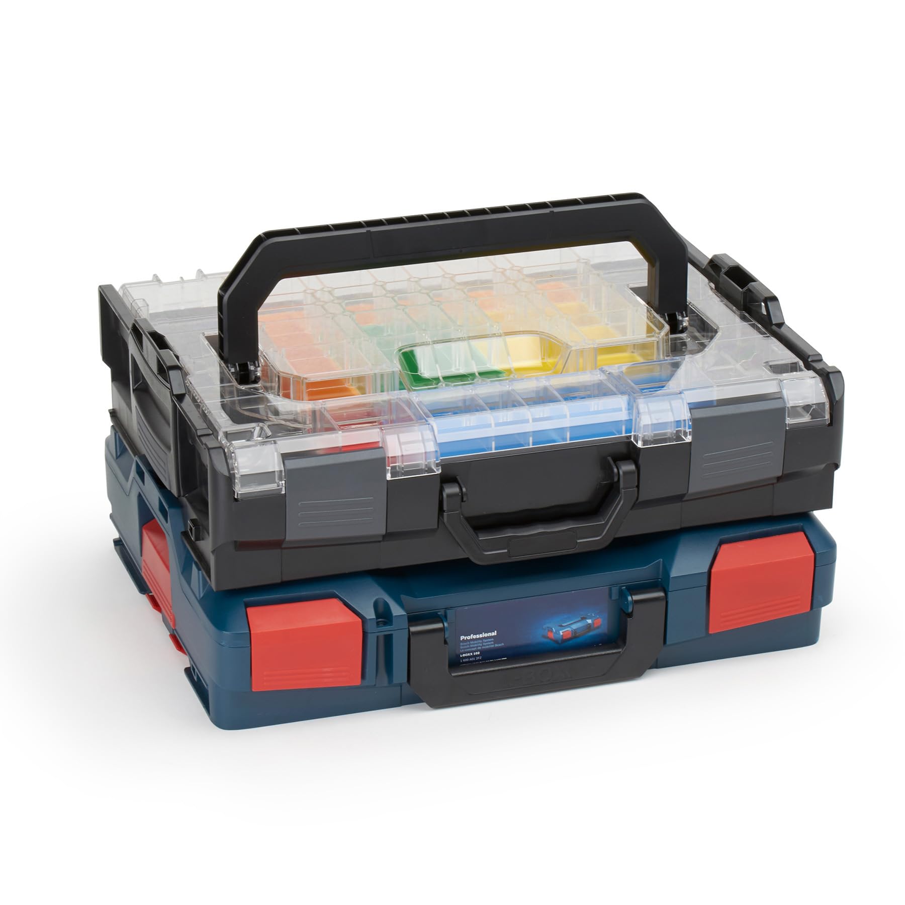 Werkzeugkoffer L BOXX 102 schwarz Deckel transparent mit Insetboxen-Set CD3 Sortierboxen für Kleinteile | ideale Schrauben Aufbewahrung Kleinteilemagazin Alternative
