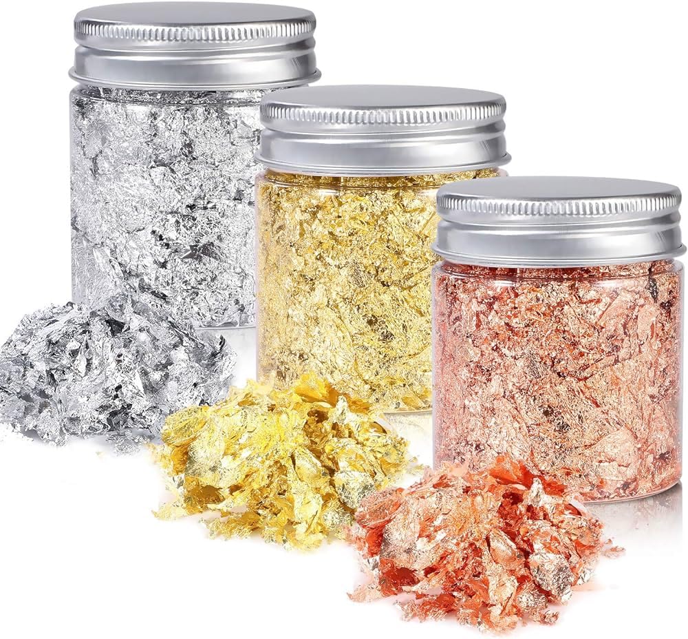 A.K [30g] 3 Bottle Gold Flakes 1Gold, 1Silver, 1Copper Flakes, for Resin, Imitation Gold Foil Flakes, for Decoration, Painting Arts, Nail Art, DIY Crafts etc. (Gold Flakes) 30g (B0CK8KSJSG) Amazon Price History, Amazon Price Tracker