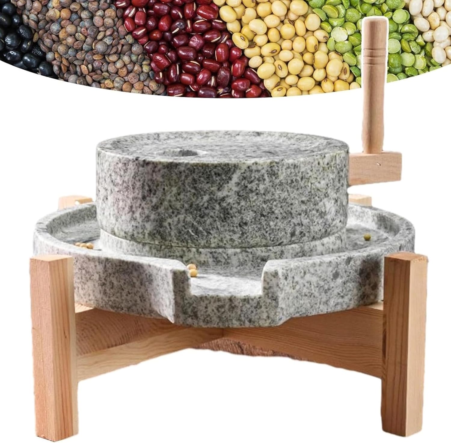 Stone Grain Mill,Hand Mill Grinder, Wet Dry Cereal Bluestone for Home Kitchen, Food Wheat Berry Rice Mill, Bean Seed Spice Herb Powder Pulverizer(25x35cm(10x14inch), A)