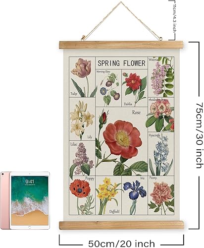 Miniatura 95 de XIAOAIKA Póster de botánica vintage con marco de madera, tabla de plantas venenosas antiguas, arte educativo botánico con especies peligrosas, 1