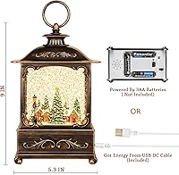 Vista 2 de Linterna de globo de nieve de pueblo navideño, decoración de Navidad, linterna de agua para interiores, remolino brillante con música