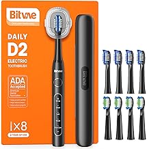 Bitvae ADA Accepted Electric Toothbrush, Travel Toothbrush Rechargeable for Adults and Kids, 60-Day Battery, 5 Modes, 8 Heads, Portable Travel Case &amp; Holder, Shadow Black