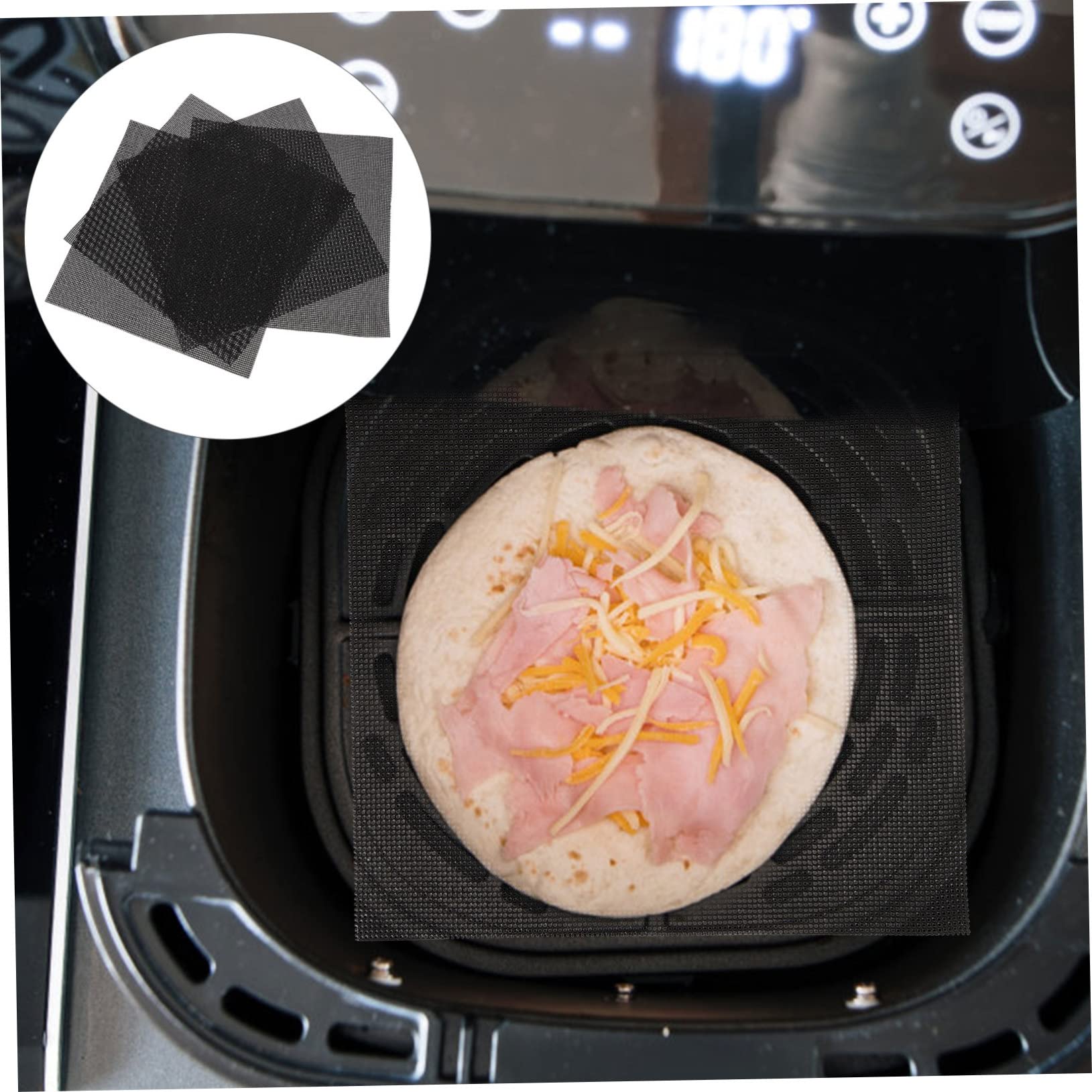 DECHOUS 4pcs Reusable Air Fryer Silicone Pads Non-stick Baking Liners for Easy Cleaning Cooking Mats Protects Air Fryer Keeps Food Intact