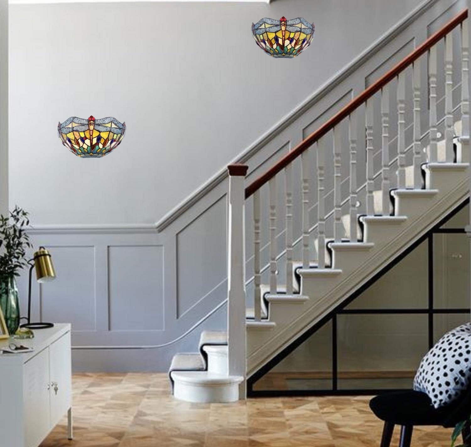 Chloe Lighting Empress Dragonfly Tiffany-Style Dark Bronze 1 Light Wall Sconce 12" Wide