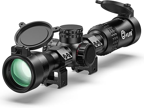 CVLIFE JackalHowl F02 - Alcance de rifle iluminado de 2-7 x 32 - Retícula en punto de mira - Tubo SFP de 1 pulgada con anillos de alcance gratuitos