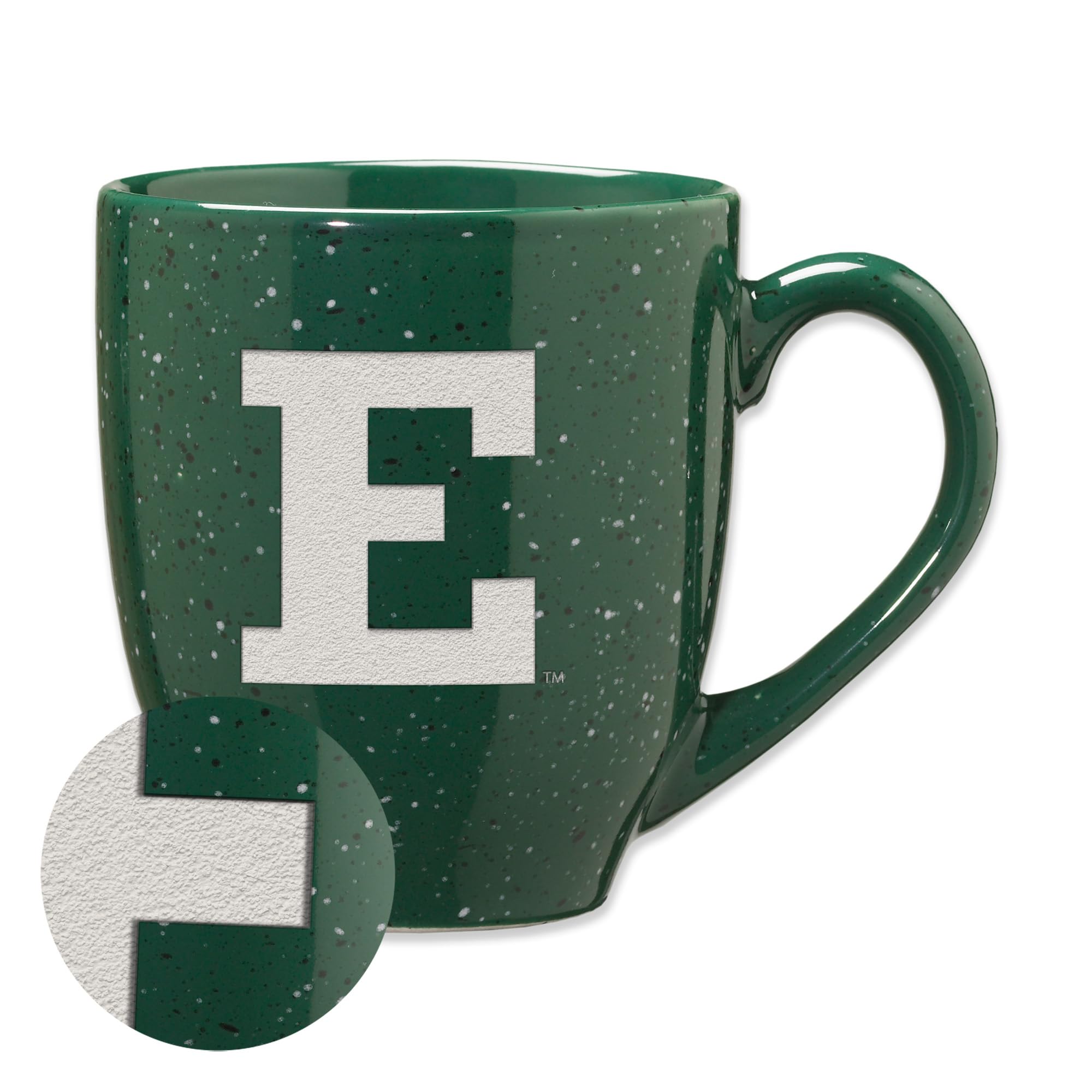 Rico Industries NCAA Eastern Michigan Eagles Primary Logo Green 16 oz Team Color Laser Engraved Speckled Ceramic Coffee Mug — image 1