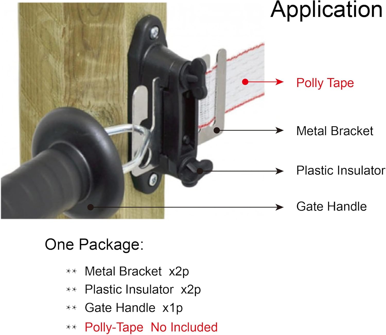 KuGuo Electric Fence Gate Handle and Plastic Corner Clamp Insulator and Gate-Latch Metal Bracket Tape Insulator Set-DS