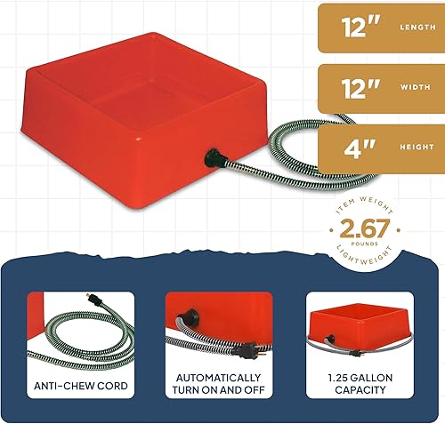 Miniatura 3 de Farm Innovators Recipiente de agua eléctrico para mascotas de 1.25 galones y 60 W con control termostático y protector de cordón antimasticación,
