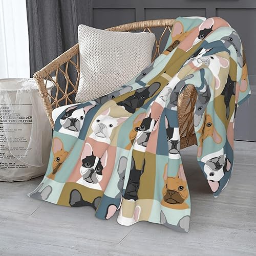 Miniatura 7 de Bonita manta de bulldog francés para niños y adultos, suave y ligera manta de bulldog francés de 50 x 60 pulgadas para sofá, cama, decoración del