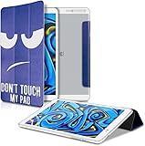 kwmobile Funda para Huawei MediaPad T1 10 - Carcasa Inteligente [Ultrafina] de [Cuero sint?tico] en [Blanco/Azul Oscuro]