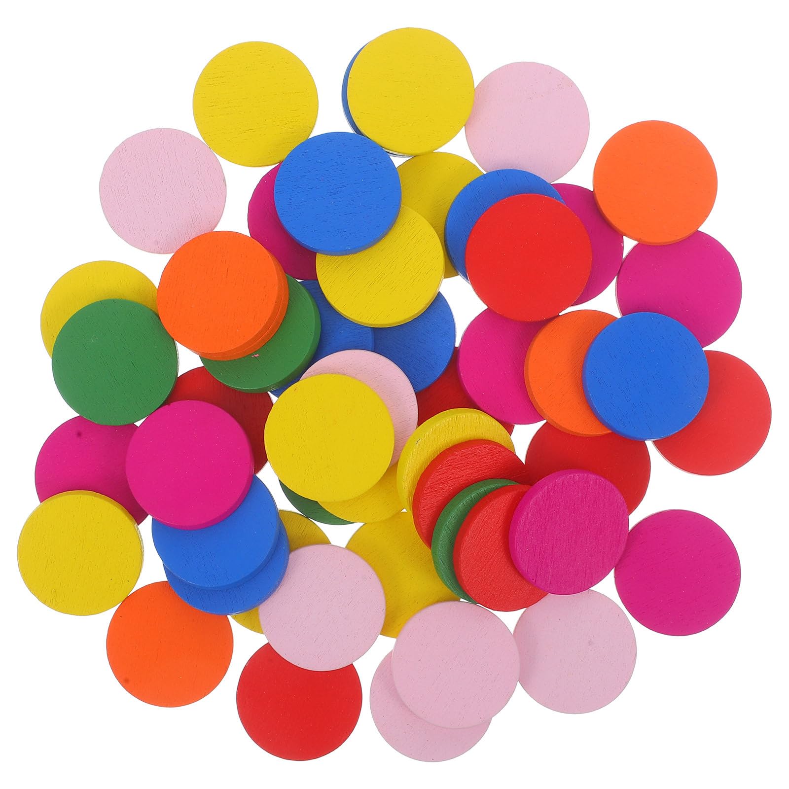 SHINEOFI 50pcs Wooden Round Discs Kids Counters for Counting Teaching Aids