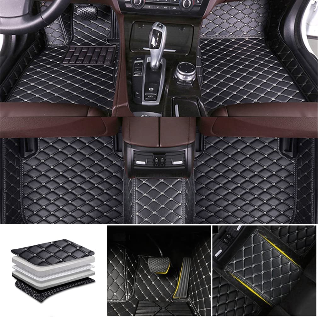 Dywaniki samochodowe Akcesoria do dywaników samochodowych dla ACURA MDX 2013-2020, antypoślizgowe wodoodporne przednie tylne ochrona samochodu zestaw mat akcesoria dodatkowe, czarno-beżowy