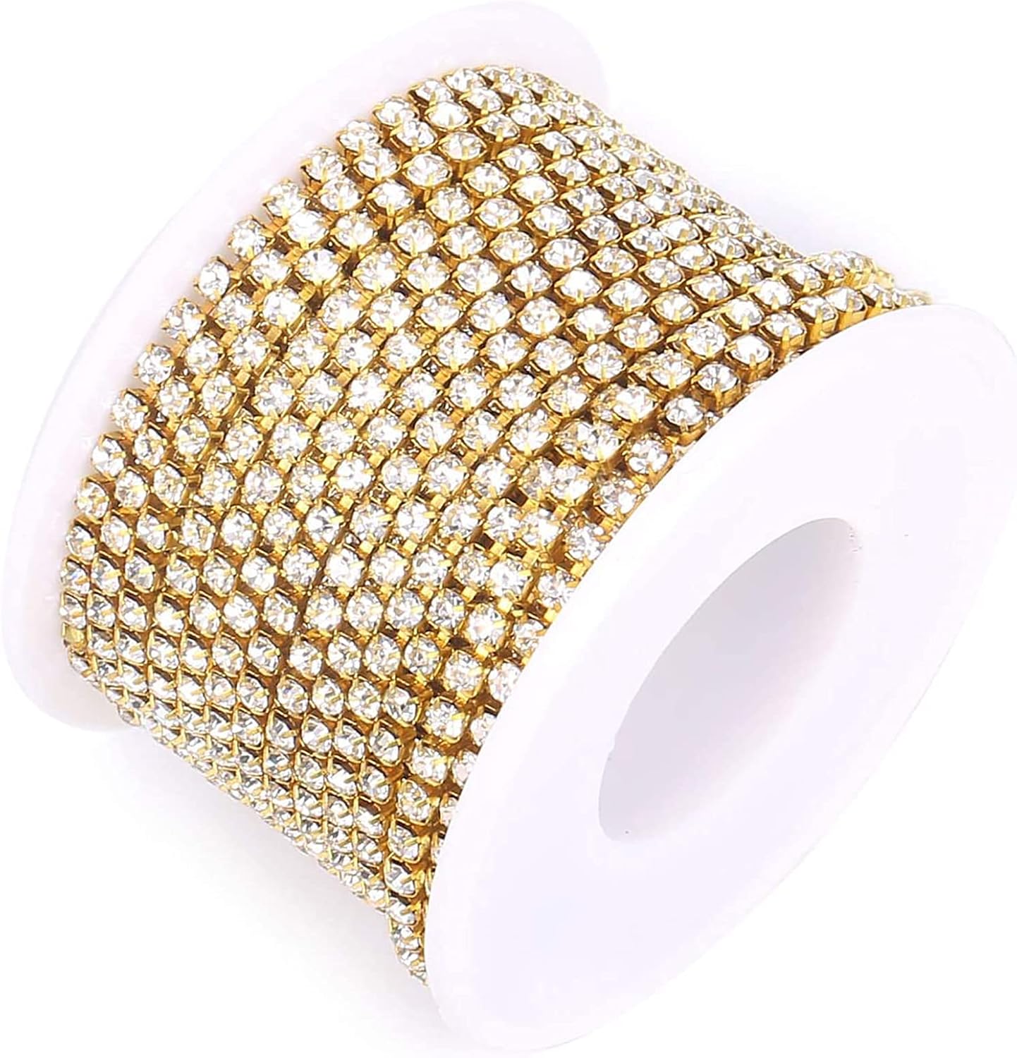 5 Yards 3MM Crystal Rhinestone Diamond Chain Trim, Rhinestones Clear Trimming Claw Chain for Crafts, Sewing, DIY, Jewelry, Wedding, Decoration (SS12/3mm, Gold)