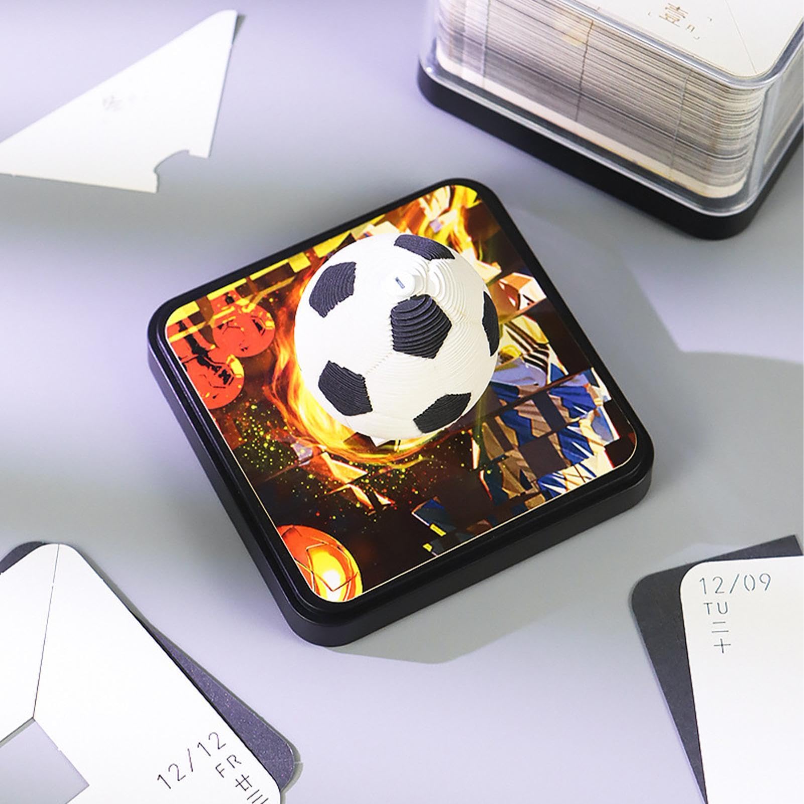 Kunstkalender Notizblock Kalender 2025 | Ballsport-Notizblock für den | Schreibtisch | Basketball-Statue mit Papierschnitzerei