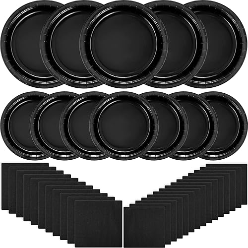 El juego de vajilla de papel desechable de 288 piezas incluye 144 platos desechables de postre de 9 pulgadas7 pulgadas 144 servilletas de cóctel de