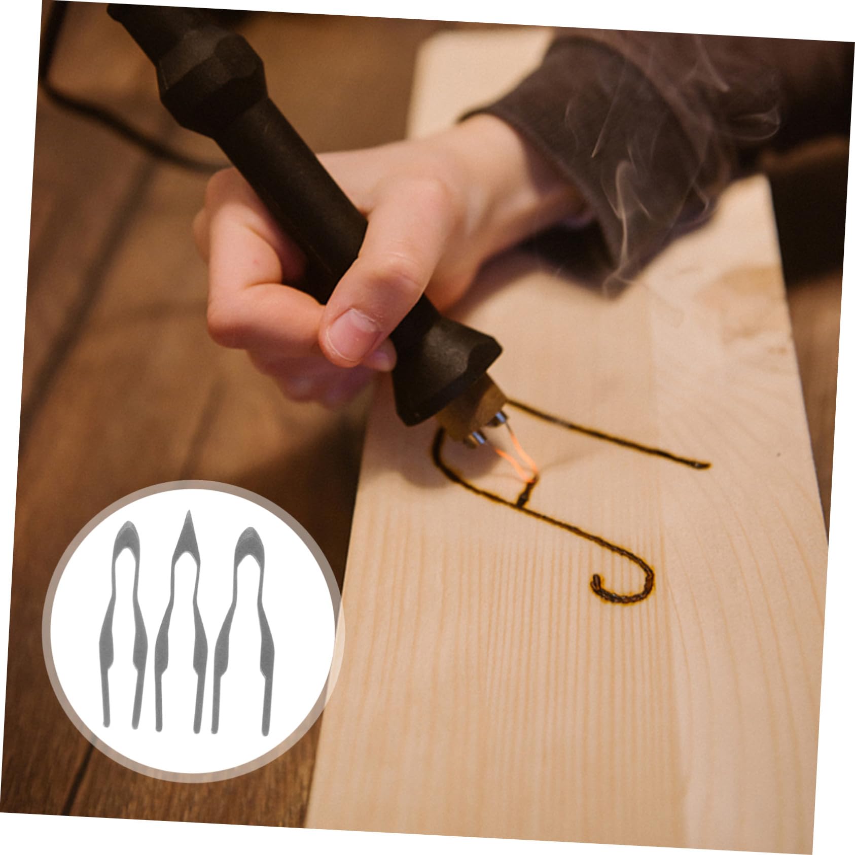 LIFKOME 3 puntas de alambre de pirografía de piezas, función de calentamiento rápido, puntas versátiles para pirograbado, madera, adecuadas para proyectos profesionales y de bricolaje de grabado de