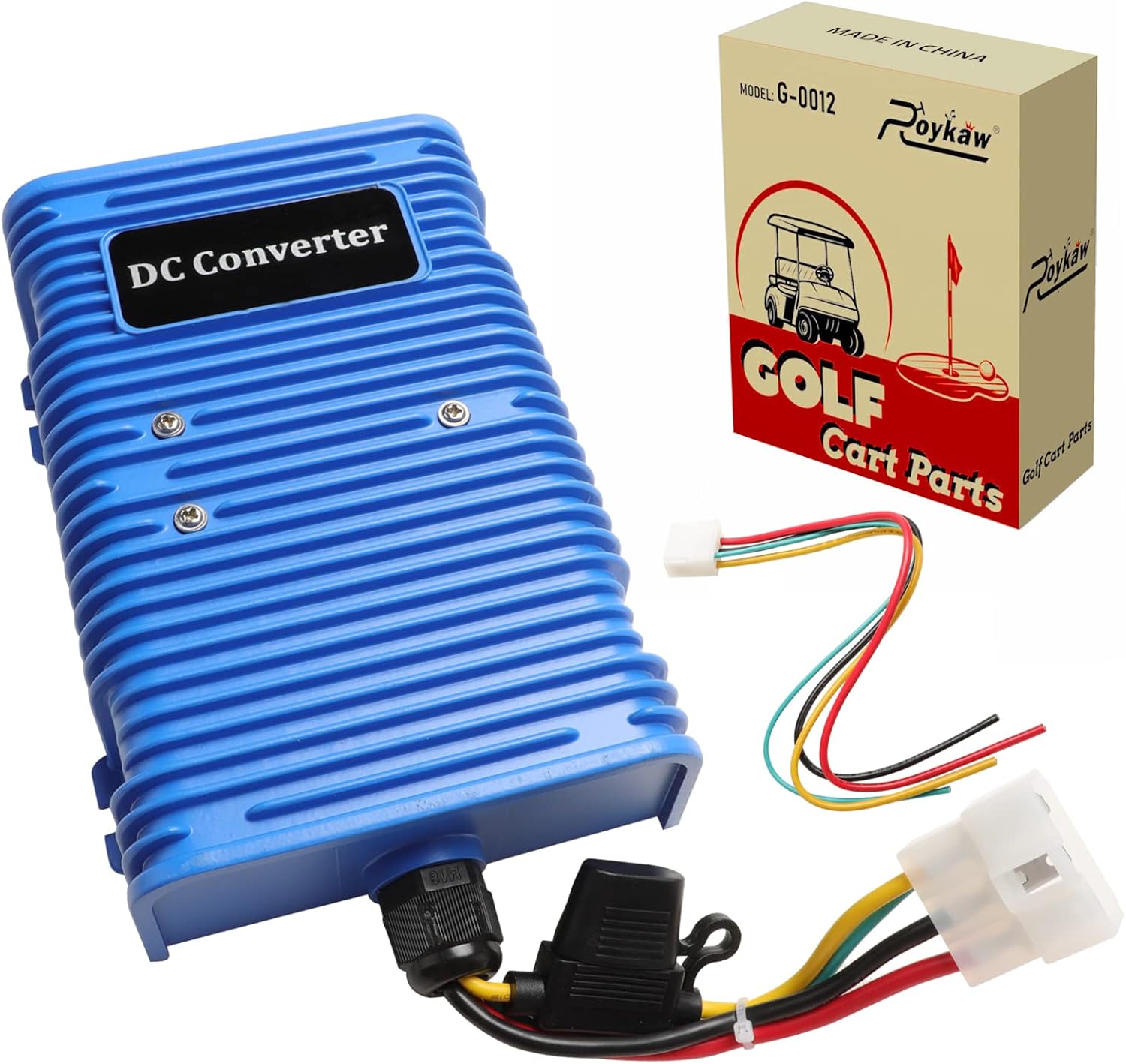 Roykaw Golf Cart 36V 48V to 12V Voltage Reducer Regulator DC Converter Compatible with EZGO Club Car Yamaha，Dual Power Source，30A 360W