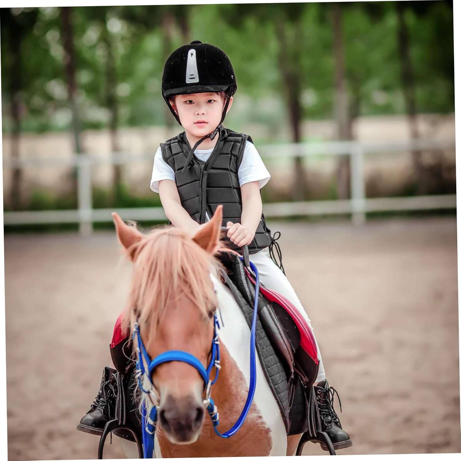 Equestrian Vest,Horse Riding Vest,Safety Protective Shock Absorption Armor Vest with Zipper Adjustable Strap for Women Boys Girls Children(B)