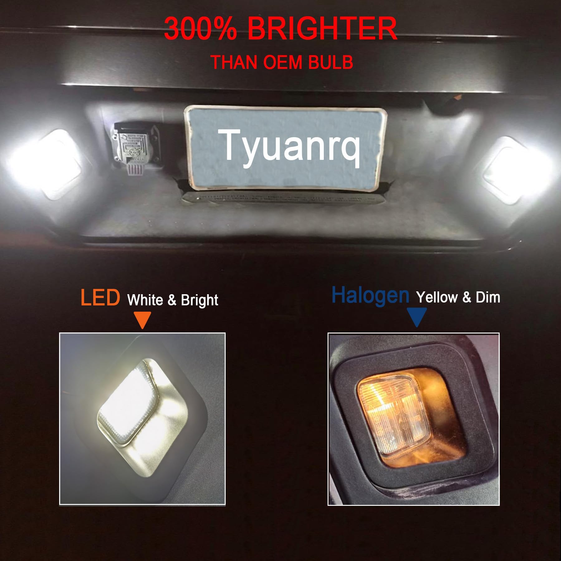 Tyuanrq Full LED License Plate Light Tag Lights Assembly Compatible with 2003-2018 Dodge RAM 1500 2500 3500 Pickup Truck, 6000K White, Smoke Lens, 2 PCS