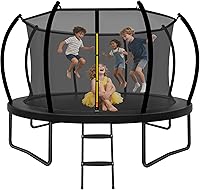 ACWARMHOME 14FT Outdoor Trampoline with Safety Net, Ladder & ASTM Approval - Rust-Resistant for Kids & Adults