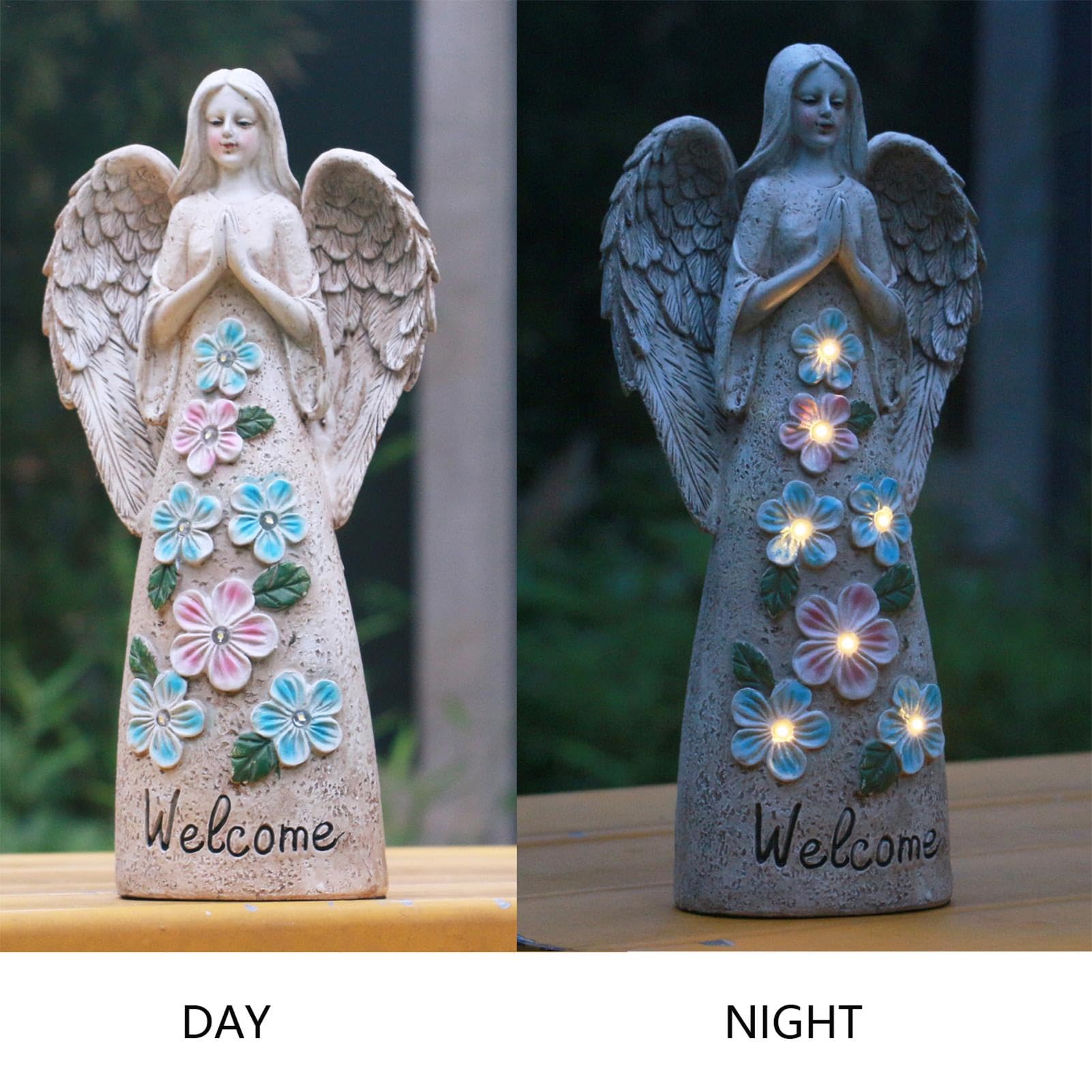 Statue Ange Solaire FOGARI - Décoration Jardin 20.5cm | Résistante Intempéries