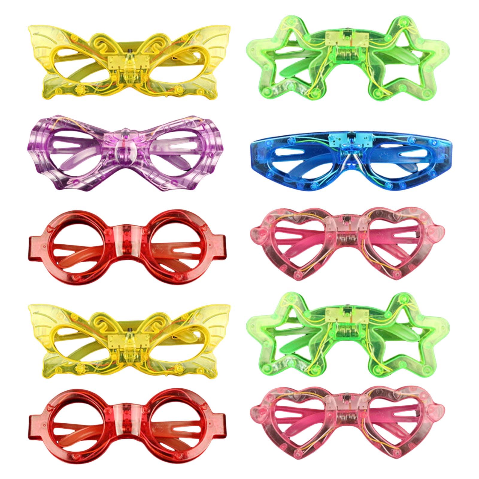 Kalttoy LED Light Up Party Glasses Unisex Fashion Glowing Eyeglasses Color Assort for Parties Cosplay Costume Eyewear 10Pcs Party Glasses