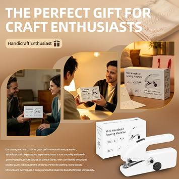 Handheld Mini Sewing Machine for Beginners - Portable Electric Stitching Device with 2 Speeds, Dual Power Supply (Battery/USB), Ideal for Home, Travel, DIY & Quick Repairs - White