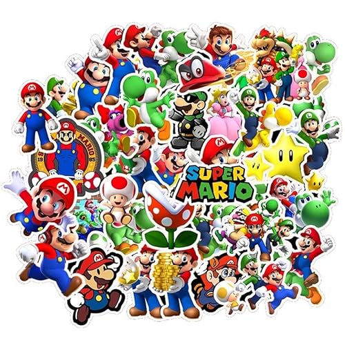 Super Mario Stickers Decals For Laptops, Phones, Phone Case, Consoles, Walls, Luggage Case, Books - 50 Stickers (1 each design-Water Resistant)