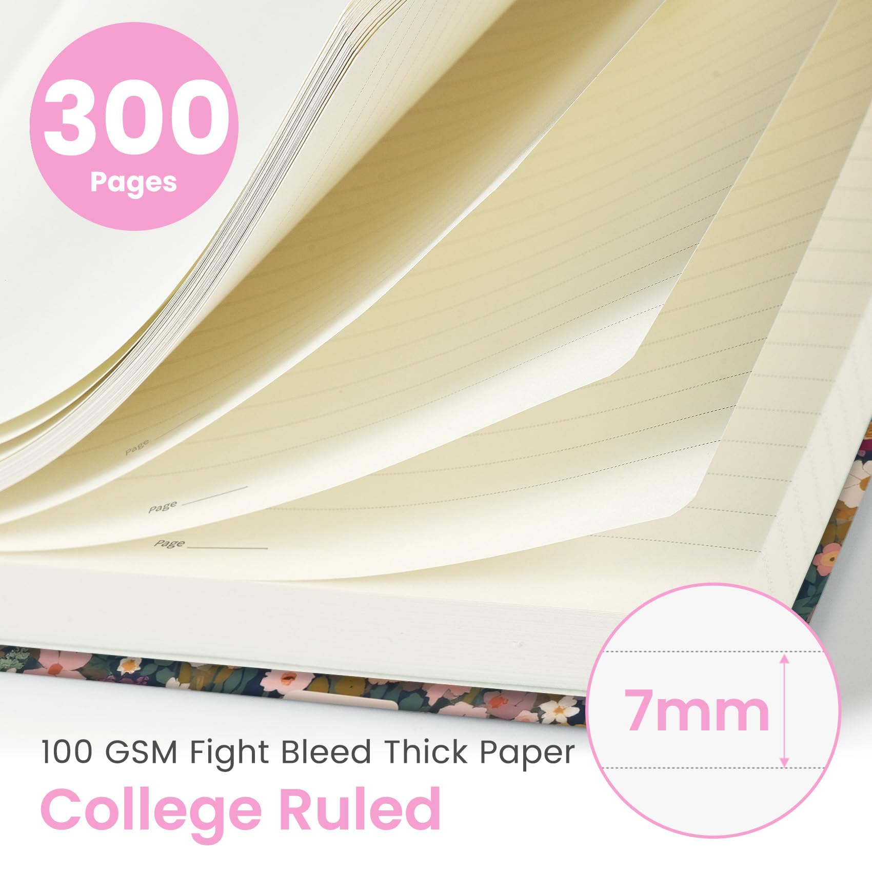Cuaderno de espiral rayado para el trabajo, 300 páginas de grosor, B5 (7.1 x 10 pulgadas), diario universitario a rayas para mujeres y escritura, cuaderno de tapa dura para tomar notas, perfecto para