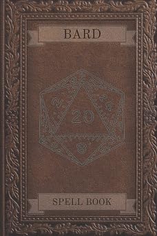 Bard Spell Book DnD, Pathfinder, fantasy style roleplay game spell lists. 140 pages