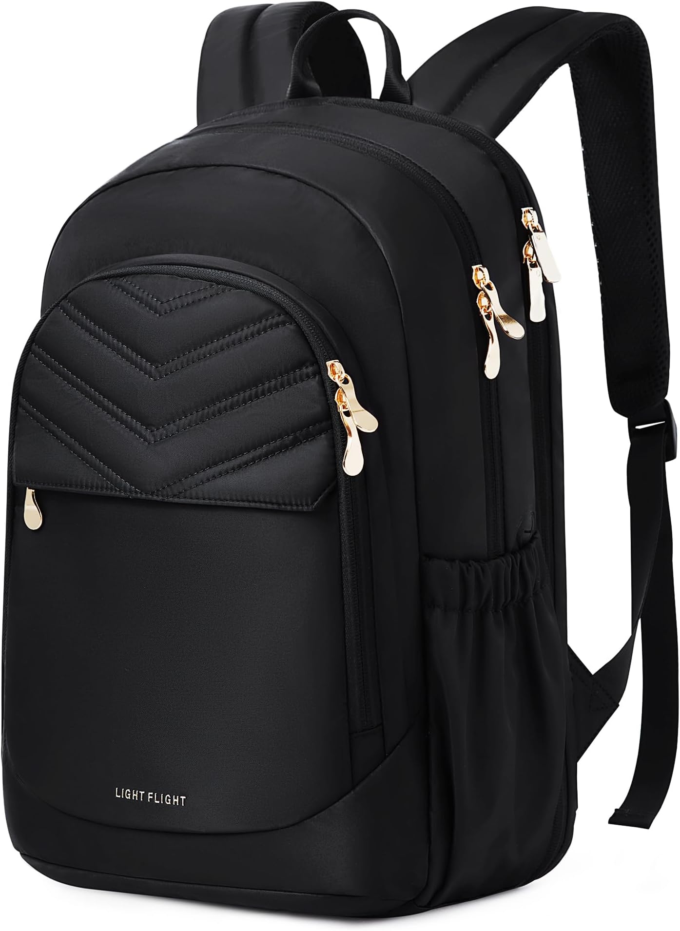 LIGHT FLIGHT Travel Backpack for Women, 15.6" Laptop Backpack with USB Charging Hole, Water Resistant, Large Capacity, Black Daypack for College, Work, Casual Computer Bags