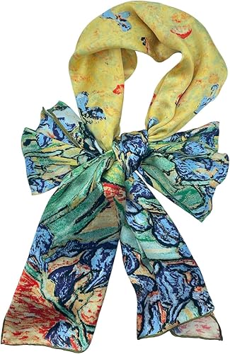 Miniatura 6 de Bufanda de seda de morera 100% para mujer, bufandas cuadradas y largas, chales y envolturas para artista, colección de regalo