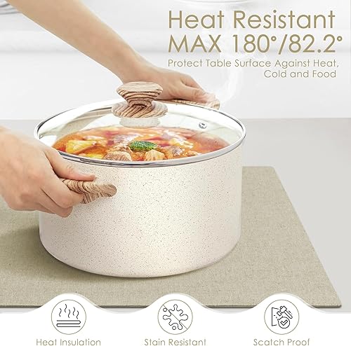 Miniatura 5 de MANSPHIL Juego de 4 manteles individuales lavables de algodón grueso, de lino sintético, resistentes al calor, de doble capa, para comedor, cocina,