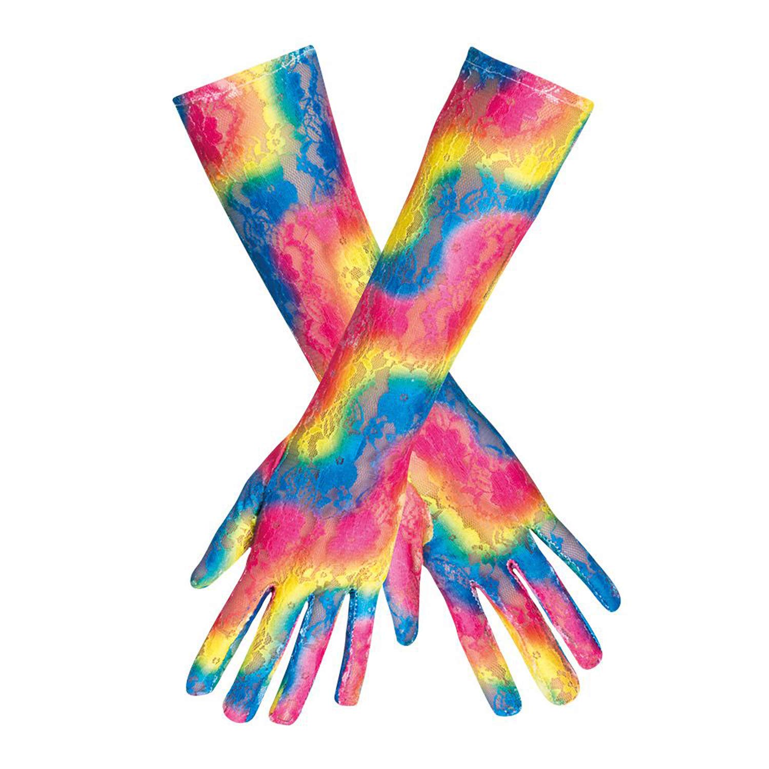 Boland Regenbogenfarben 10131834 Bol03126 Long Lace Gloves, Adult, Multi-Coloured
