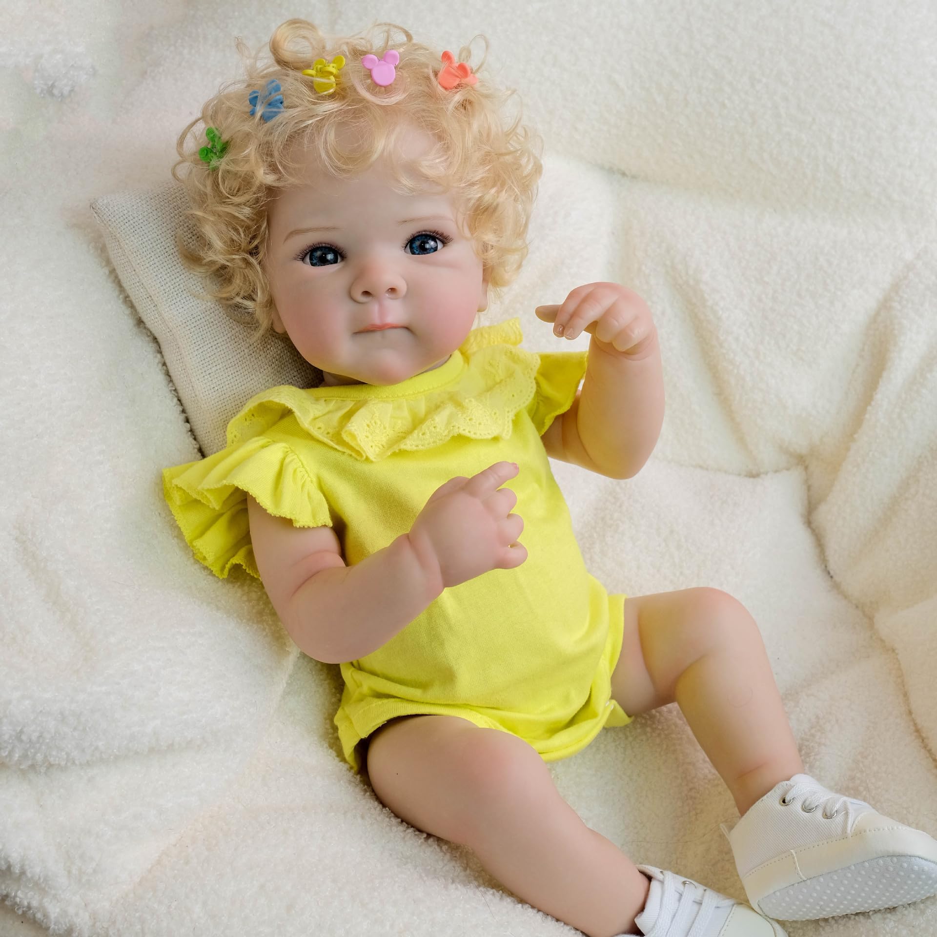 YIHANGG 47cm Bambolotto Bambina Reborn Bambole Reborn Femmine Realistiche di Silicone Appena Nate Capelli Biondi Bambola Neonato Reborn Compleanno Natale Regalo