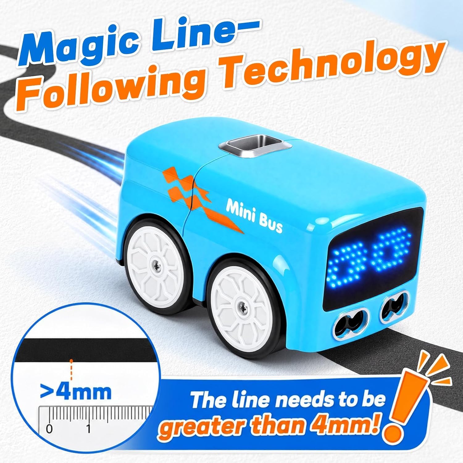 Umikk Magic Inductive Car Toy, Inductive Mini Interactive Cars Follows The Line, auto con sensore intelligente con funzione pennarello, carrello da disegno creativo per bambini pensiero Entwic (blu)