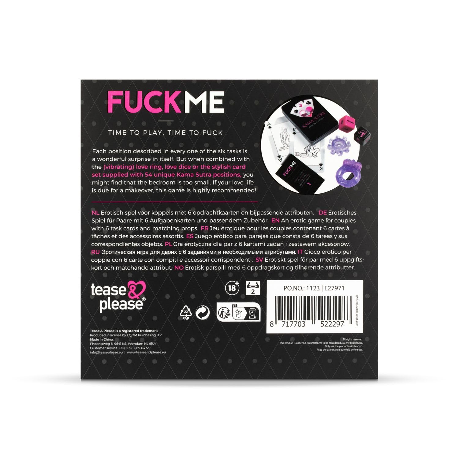 EasyGlide Tease & Please FuckMe Game, Juegos Sexuales de Parejas Adultos para probar nuevas posiciones con atributos incluidos, Juegos eroticos para divertirse en el dormitorio de los adultos
