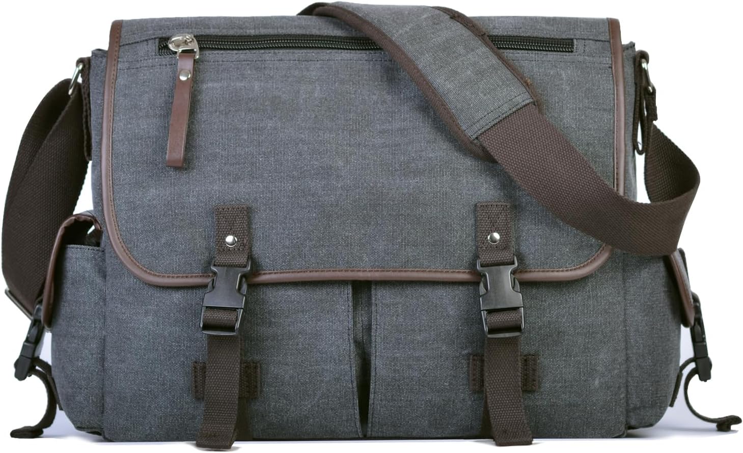 CROCODVintage Canvas 15.6 inch Laptop Messenger Bag for Men Women, College Computer Satchel Shoulder Bag Travel Office Briefcases