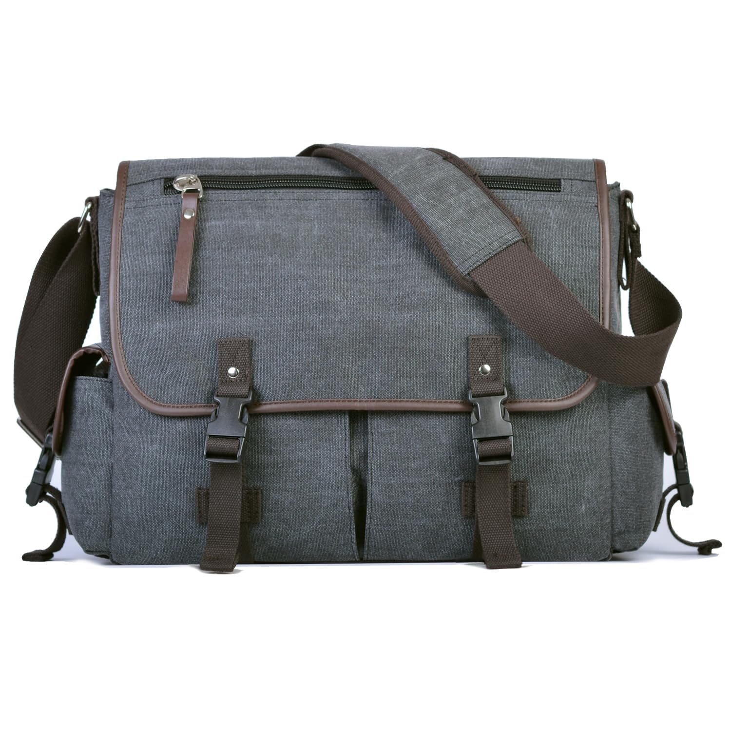CROCODVintage Canvas 15.6 inch Laptop Messenger Bag for Men Women, College Computer Satchel Shoulder Bag Travel Office Briefcases